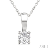 1/3 Ctw Prong Set Round Cut Diamond Solitaire Pendant With Chain in 14K White Gold